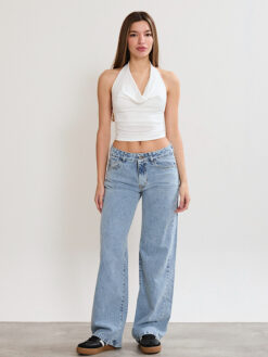 a- Wide leg tiro bajo Celeste (Lali)